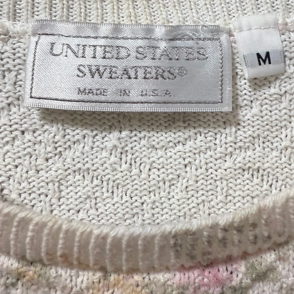 Vintage Floral Knit Short Sleeve Sweater - Picture 7 of 7